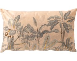 Dutch Decor AARON - kussenhoes 30x50 cm - bladmotief - Moss Gray - roze - met rits - zonder binnenkussen