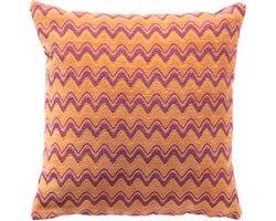 Dutch Decor ALDO - kussenhoes 45x45 cm - zigzagpatroon - Melon - oranje, paars - met rits - zonder binnenkussen
