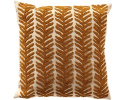 Dutch Decor ALTLAS - kussenhoes 45x45 cm - getuft bladpatroon - Buckhorn Brown - bruin, beige - met rits - zonder binnenkussen