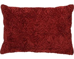 Dutch Decor AMAR - Kussenhoes 40x60 cm - 100% katoen - bloemen design - Merlot - rood - met rits - zonder binnenkussen