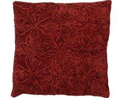 Dutch Decor AMAR - Sierkussen 45x45 cm - 100% katoen - bloemen design - Merlot - rood - Inclusief binnenkussen