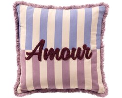 Dutch Decor AMOUR - sierkussen 45x45 cm - gestreept - 100% katoen - Rosebud - roze - Inclusief binnenkussen - Luxe kussens voor woonkamer & bank