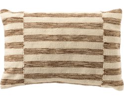 Dutch Decor ANDREAS - Kussenhoes 40x60 cm met kussenhoes van 80% recycled polyester - Snow White - wit en bruin - met rits - zonder binnenkussen