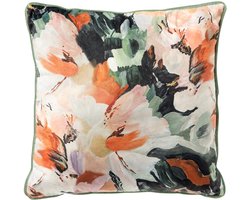 Dutch Decor ANNEMOON - Sierkussen 45x45 cm - bloemenprint - Cameo Green - multicolor - Inclusief binnenkussen - Luxe kussens voor woonkamer & bank