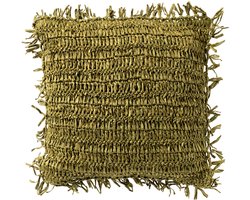 Dutch Decor ANTONIO - sierkussen 45x45 cm - effen kleur - raffia - Olive Branch - groen - Inclusief binnenkussen - Luxe kussens voor woonkamer & bank