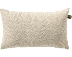 Dutch Decor AUGUSTA - buitenkussen 30x50 cm - waterafstotend en uv-bestendig - gestreept - Marshmallow - wit en beige