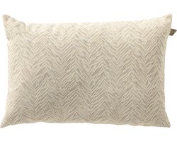 Dutch Decor AUGUSTA - buitenkussen 40x60 cm - waterafstotend en uv-bestendig - gestreept - Marshmallow - wit en beige