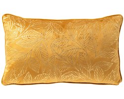 Dutch Decor BAUKE - kussenhoes 30x50 cm - bladmotief - Chai Tea - geel - met rits - zonder binnenkussen