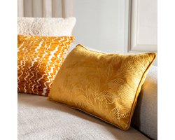 Dutch Decor BAUKE - sierkussen 30x50 cm - bladmotief - Chai Tea - geel - Inclusief binnenkussen - Luxe kussens voor woonkamer & bank
