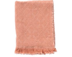 Dutch Decor - BELLE - plaid 130x180 cm - 100% katoen - geweven patroon - Muted Clay - roze
