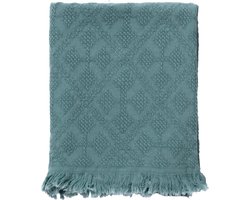 Dutch Decor - BELLE - plaid 130x180 cm - 100% katoen - geweven patroon - Sagebrush Green - groen