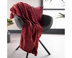 Dutch Decor - BILLY - Plaid 150x200 cm - flannel fleece - superzacht - Merlot - rood bordeaux