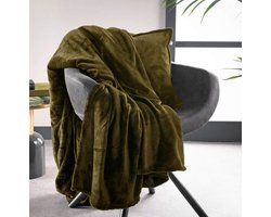 Dutch Decor - BILLY - Plaid 150x200 cm - flannel fleece - superzacht - Military Olive - groen