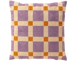 Dutch Decor BLOCKS - sierkussen 45x45 cm - geblokt patroon - geborduurd - Rhapsody - paars - Inclusief binnenkussen - Luxe kussens voor woonkamer & bank