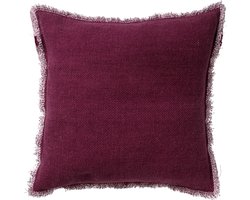 Dutch Decor BURTO - Kussenhoes 60x60 cm - gewassen katoen - Red Plum - donkerroze - met rits - zonder binnenkussen
