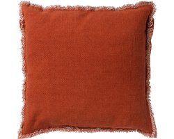 Dutch Decor BURTO - Sierkussen 45x45 cm - gewassen katoen - Potters Clay - oranje - Inclusief binnenkussen - Luxe kussens voor woonkamer & bank
