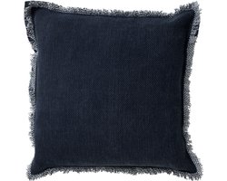 Dutch Decor BURTO - Sierkussen 60x60 cm - gewassen katoen - Insignia Blue - donkerblauw - Inclusief binnenkussen - Luxe kussens voor woonkamer & bank