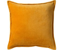 Dutch Decor CAITH - Kussenhoes 50x50 cm - 100% katoen velvet - Golden Glow - geel - met rits - zonder binnenkussen