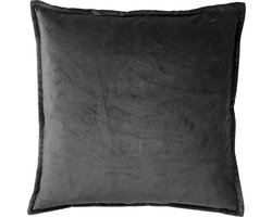 Dutch Decor CAITH - Sierkussen 50x50 cm - 100% katoen velvet - Charcoal Gray - antraciet - Inclusief binnenkussen