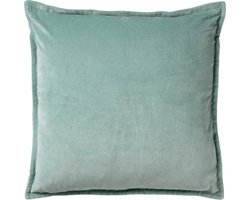 Dutch Decor CAITH - Sierkussen 50x50 cm - 100% katoen velvet - Jadeite - lichtgroen - Inclusief binnenkussen - Luxe kussens voor woonkamer & bank