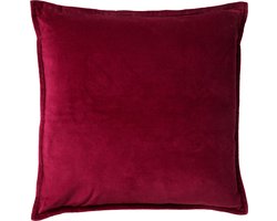 Dutch Decor CAITH - Sierkussen 50x50 cm - 100% katoen - velvet - lekker zacht - Red Plum - donkerroze - Inclusief binnenkussen - Luxe kussens voor woonkamer & bank