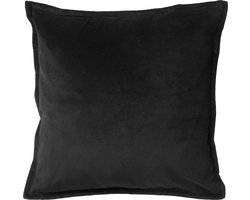 Dutch Decor CAITH - Sierkussen 50x50 cm - 100% katoen velvet - Raven - zwart - Inclusief binnenkussen