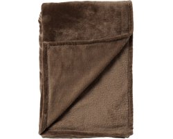 Dutch Decor - CHARLIE - plaid 200x220 cm - extra grote fleece deken - effen kleur - Chocolate Martini - bruin
