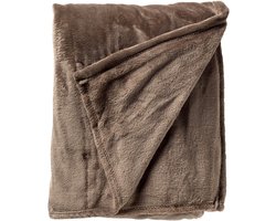 Dutch Decor - CHARLIE - plaid 200x220 cm - extra grote fleece deken - effen kleur - Driftwood - taupe
