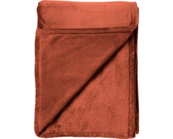 Dutch Decor - CHARLIE - plaid 200x220 cm - extra grote fleece deken - effen kleur - Potters Clay - oranje