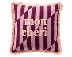 Dutch Decor CHERIE - sierkussen 45x45 cm - gestreept - 100% katoen - Rosebud - roze - Inclusief binnenkussen - Luxe kussens voor woonkamer & bank