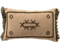 Dutch Decor CIRO - sierkussen 30x50 cm - etnisch dessin - Mayfly - groen - Inclusief binnenkussen - Luxe kussens voor woonkamer & bank