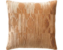 Dutch Decor CLEMENCE - kussenhoes 45x45 cm - zachte glans - luxe structuur - Almond Buff - bruin - met rits - zonder binnenkussen