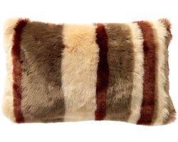 Dutch Decor CLEO - Sierkussen 30x50 cm - fluffy kussen met strepen - Brandy Brown - bruin - Inclusief binnenkussen