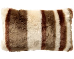 Dutch Decor CLEO - sierkussen 30x50 cm - fluffy kussen met strepen - Military Olive - groen - Inclusief binnenkussen