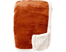 Dutch Decor - CODY - plaid 150x200 cm - sherpa fleece deken - honingraatpatroon - Potters Clay - oranje