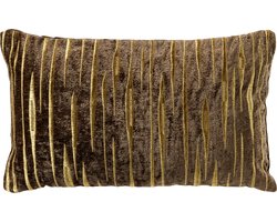Dutch Decor CONNOR - Kussenhoes 30x50 cm - met subtiel goud accent - Shitake - bruin en goud - met rits - zonder binnenkussen