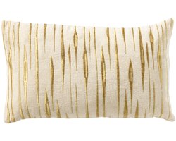 Dutch Decor CONNOR - sierkussen 30x50 cm - met subtiel goud accent - Snow White - wit, goud - Inclusief binnenkussen