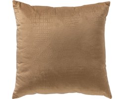 Dutch Decor CROCO - Sierkussen 40x40 cm - subtiele kroko print - Tobacco Brown - bruin - Inclusief binnenkussen - Luxe kussens voor woonkamer & bank