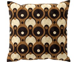 Dutch Decor DAMIAN - Sierkussen 45x45 cm - geweven grafische print - Tobacco Brown - multicolor - Inclusief binnenkussen