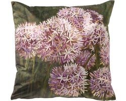 Dutch Decor DIANTHE - kussenhoes 45x45 cm - bloemenprint - Orchide Ice - paars, groen - met rits - zonder binnenkussen