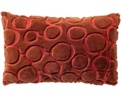 Dutch Decor DOMANI - sierkussen 30x50 cm - bontlook - cirkelpatroon - Brown Patina - bruin, rood - Inclusief binnenkussen - Luxe kussens voor woonkamer & bank