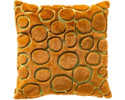 Dutch Decor DOMANI - sierkussen 45x45 cm - bontlook - cirkelpatroon - Buckthorn Brown - bruin, groen - Inclusief binnenkussen - Luxe kussens voor woonkamer & bank