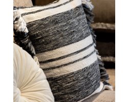 Dutch Decor EDGAR - kussenhoes 45x45 cm - streepdessin - duurzaam - Charcoal Gray - antraciet - met rits - zonder binnenkussen