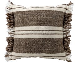 Dutch Decor EDGAR - kussenhoes 45x45 cm - streepdessin - duurzaam - Driftwood - taupe, wit - met rits - zonder binnenkussen