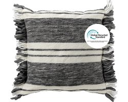 Dutch Decor EDGAR - Kussenhoes 45x45 cm van 85% gerecycled polyester - streepdessin - Eco Line collectie - Charcoal Gray - antraciet - met rits - zonder binnenkussen