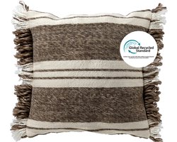 Dutch Decor EDGAR - Kussenhoes 45x45 cm van 85% gerecycled polyester - streepdessin - Eco Line collectie - Driftwood - taupe - met rits - zonder binnenkussen