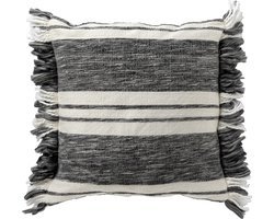 Dutch Decor EDGAR - sierkussen 45x45 cm - streepdessin - duurzaam - Charcoal Gray - antraciet, wit - Inclusief binnenkussen - Luxe kussens voor woonkamer & bank