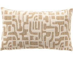 Dutch Decor FABIA - sierkussen 30x50 cm - Incense - bruin, wit - Inclusief binnenkussen - Luxe kussens voor woonkamer & bank