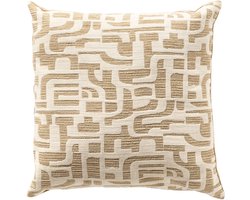 Dutch Decor FABIA - sierkussen 45x45 cm - Incense - bruin, wit - Inclusief binnenkussen - Luxe kussens voor woonkamer & bank