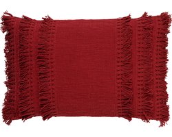 Dutch Decor FARA - Kussenhoes 40x60 cm - 100% katoen - met franjes - Merlot - rood - met rits - zonder binnenkussen